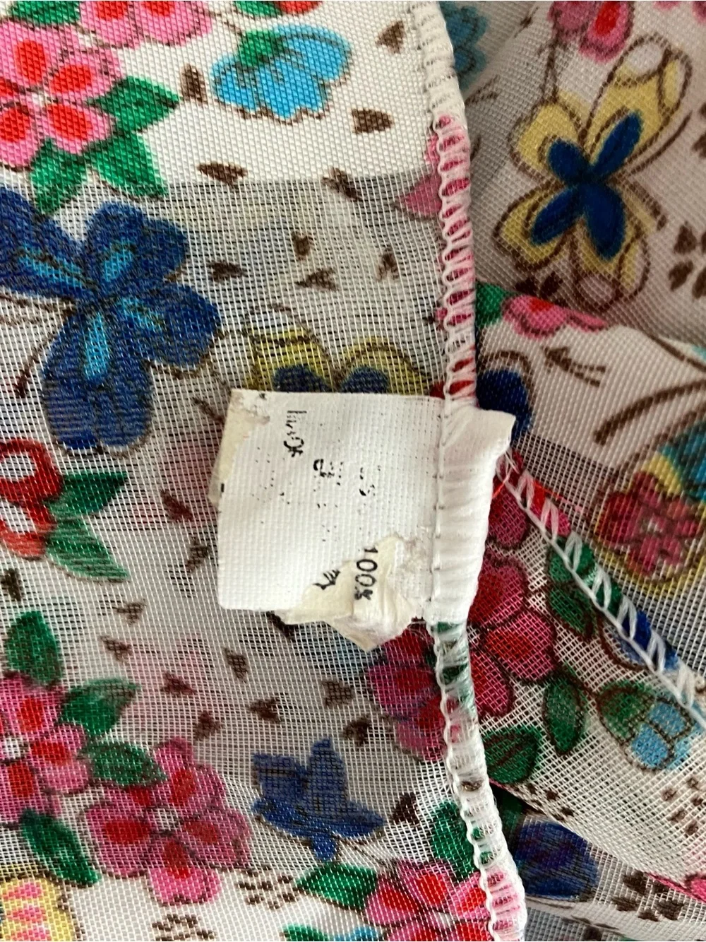 Women’s Floral Silky Scarf, Grandma core, machine stitched edges